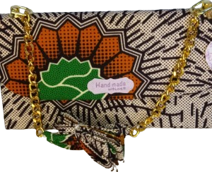 cartera tela flor naranja